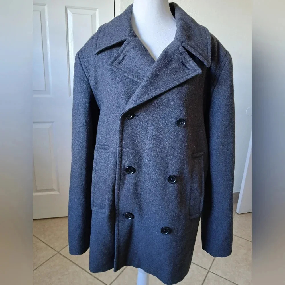 Merona womens winter‎ pea coat double breasted wool brend gray size medium